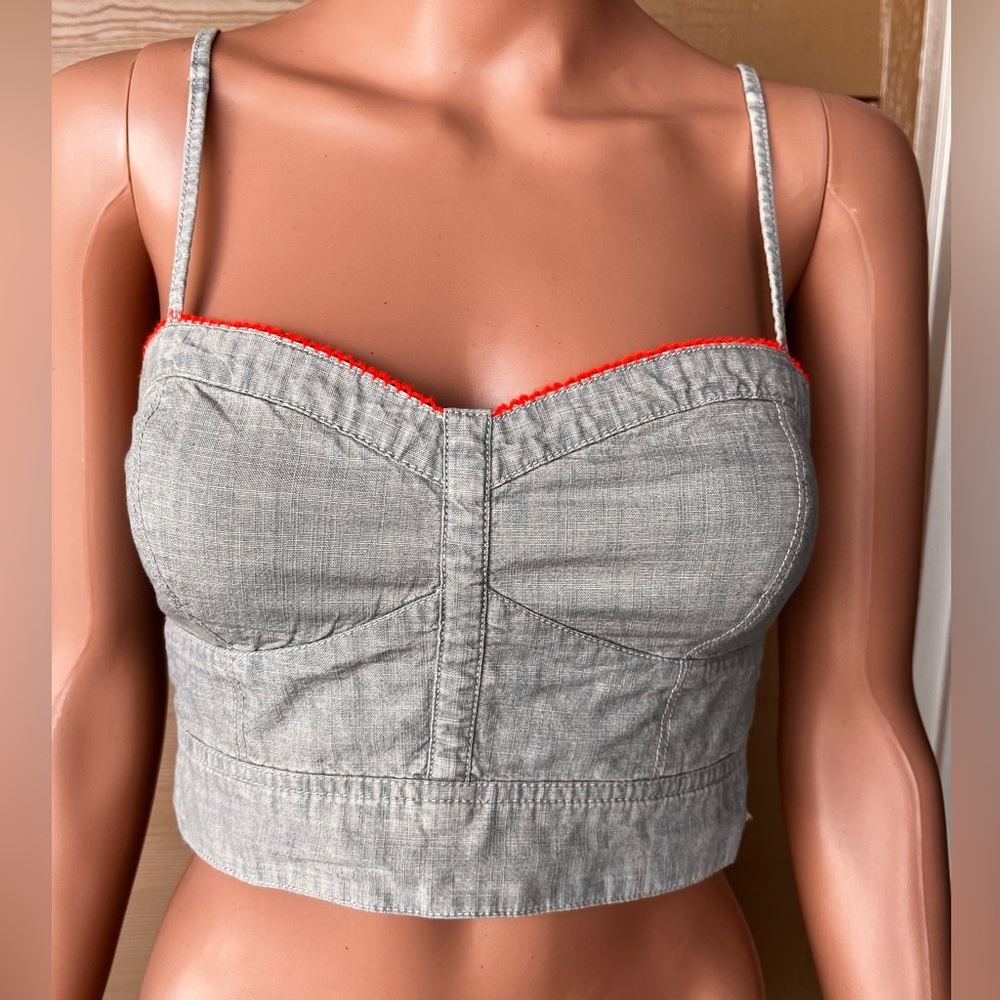 🔥 American Eagle Chambray Cropped Corset Top